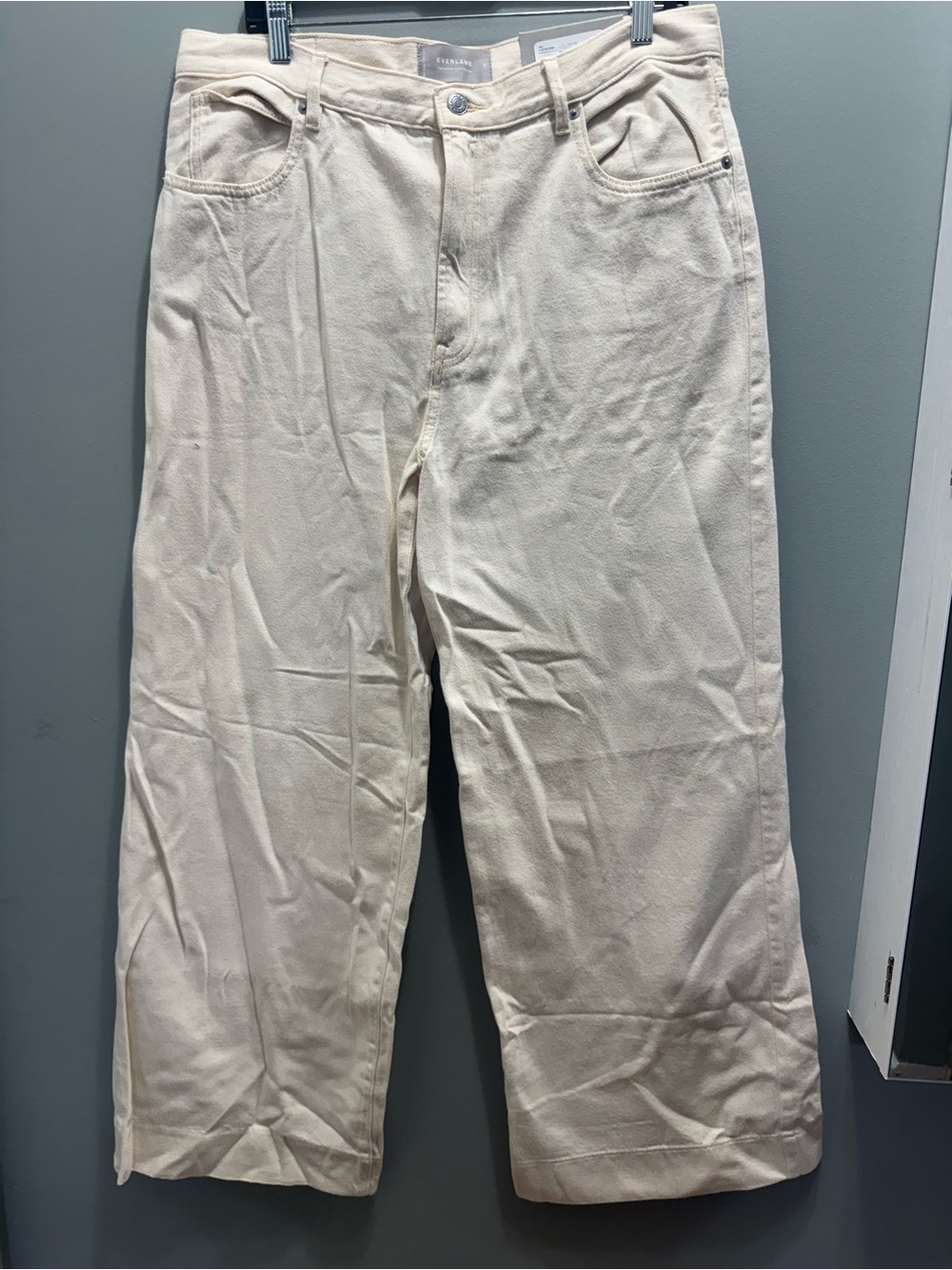 Everlane Off-White High-Rise Wide Leg Jeans